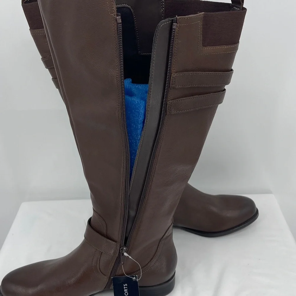 NATURALIZER SIZE 9.5W WC Classic Brown Knee-High Riding Boots Women NWT leather